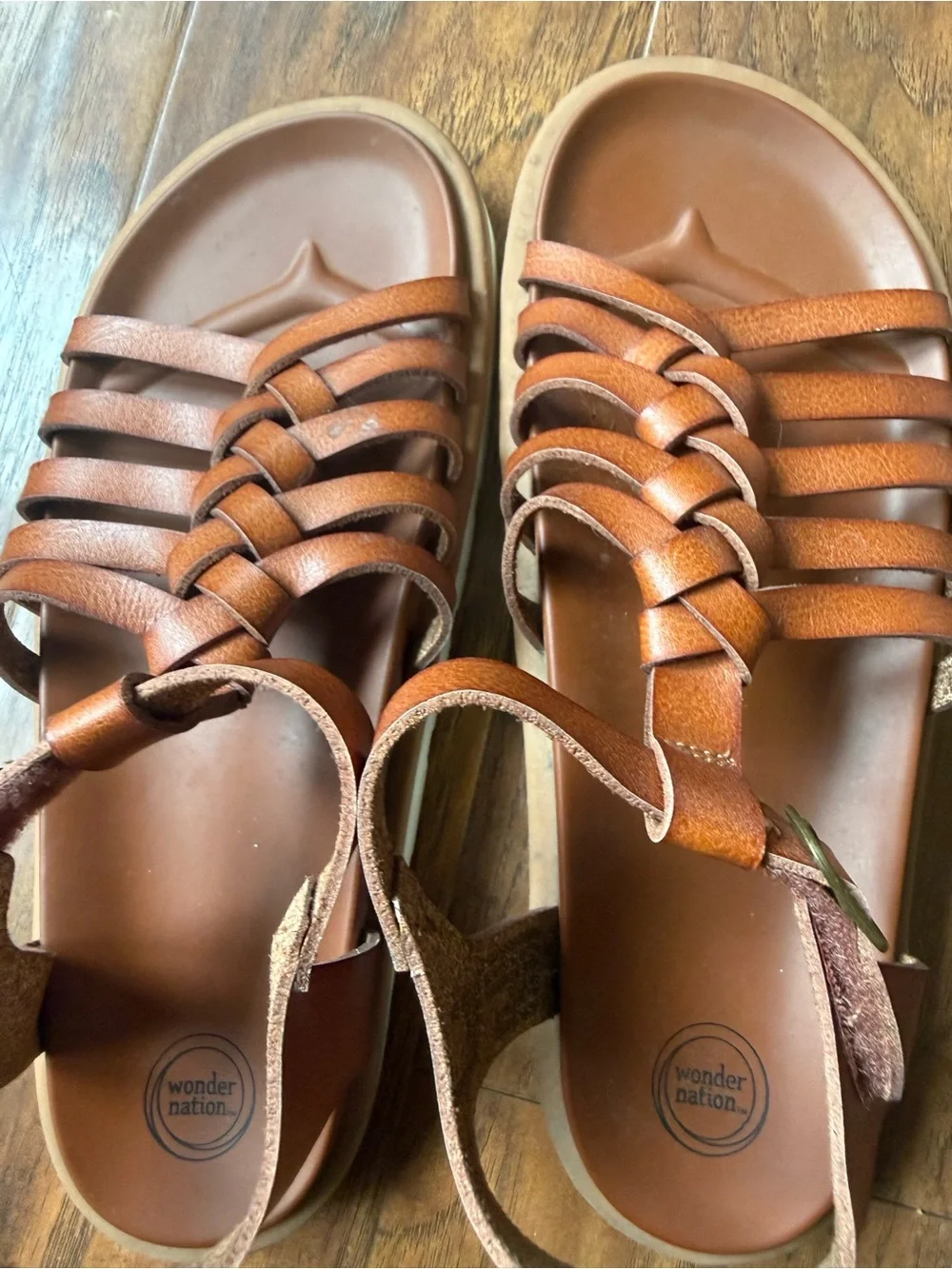 wonder nation Brown Braided Strappy Sandals